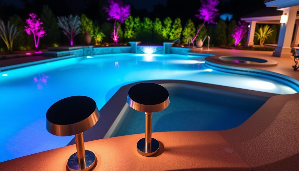 LED pool lighting with custom color control
