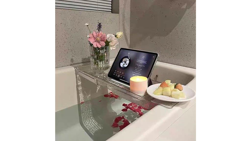 bath tray with wine holder