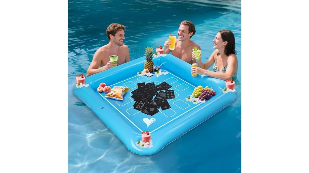 floating pool table with drink holders