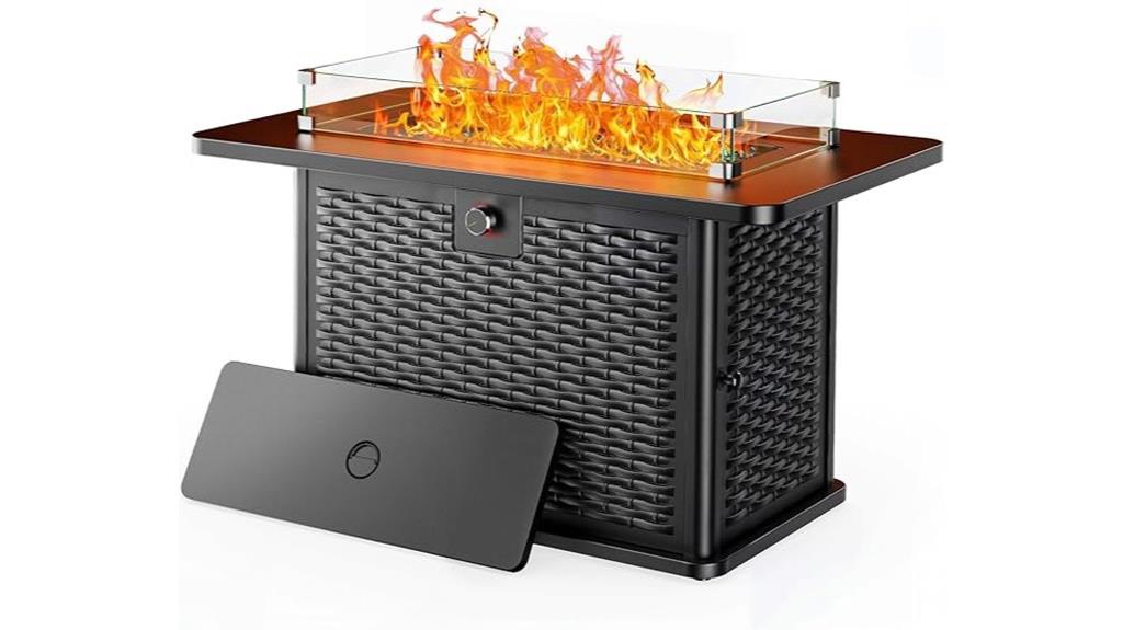 large rectangular propane fire pit