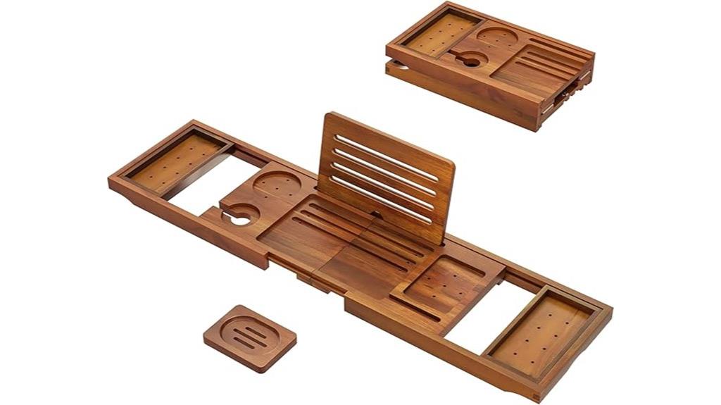luxury teak bathtub caddy