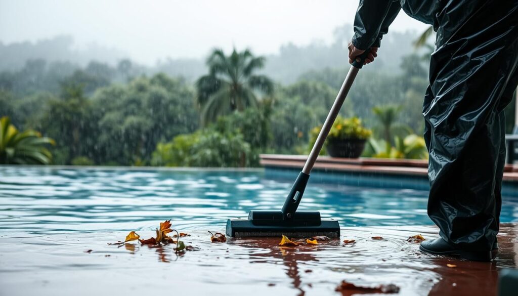 pool maintenance in rainy weather