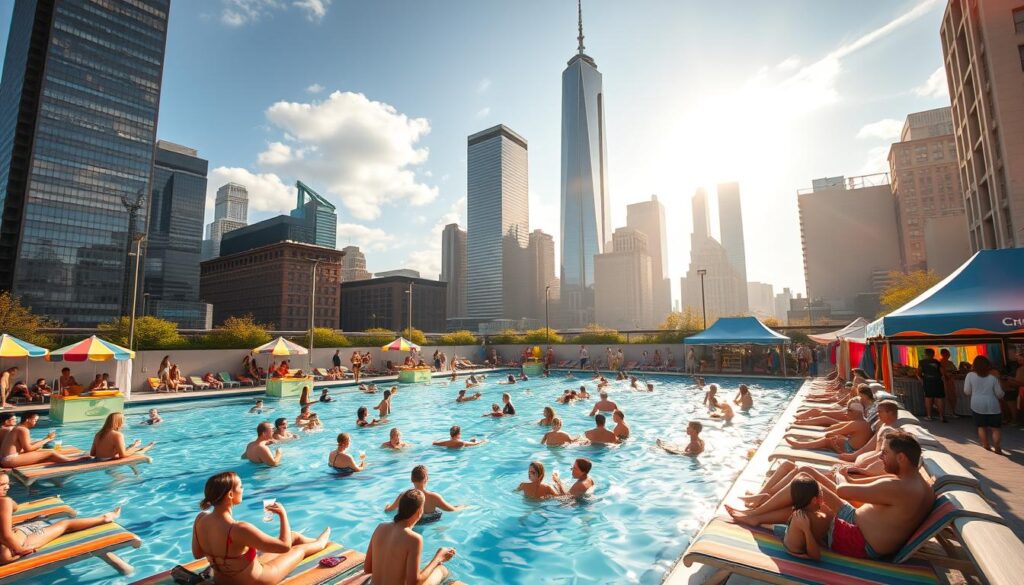 seasonal events NYC floating pool
