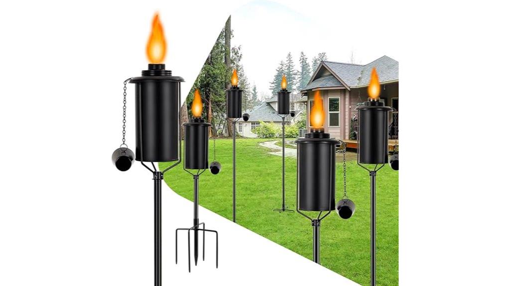 set of six outdoor torches