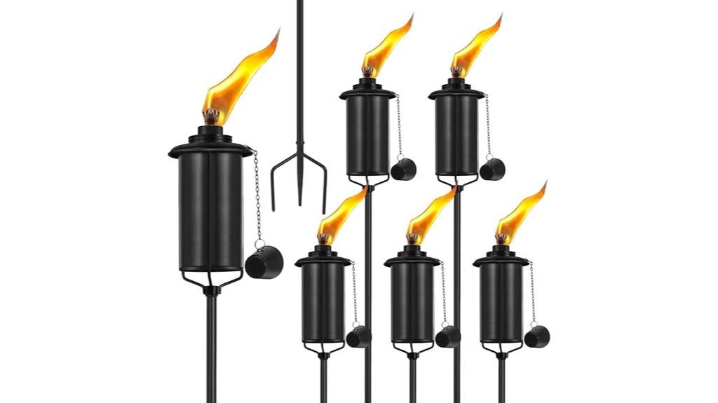 six outdoor torch lights