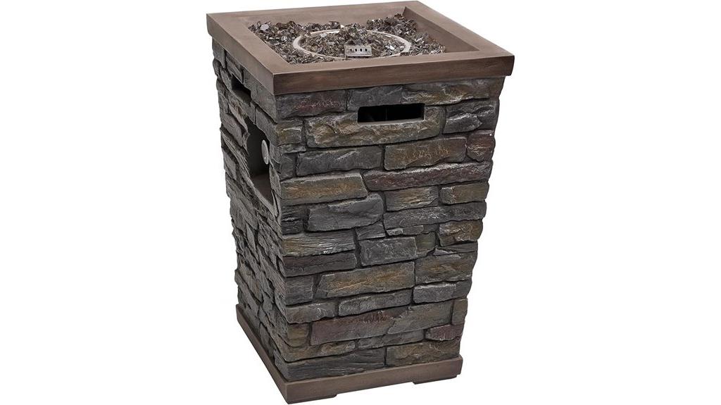 stone look gas fire pit