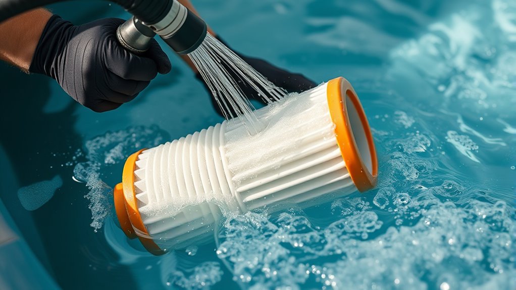 thorough hot tub filter cleaning