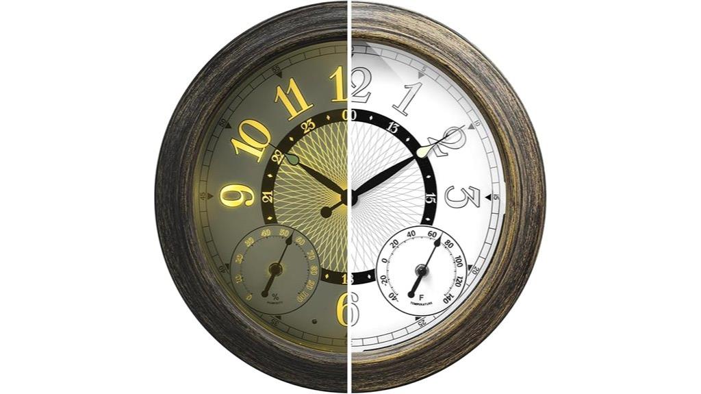 backlit metal outdoor clock