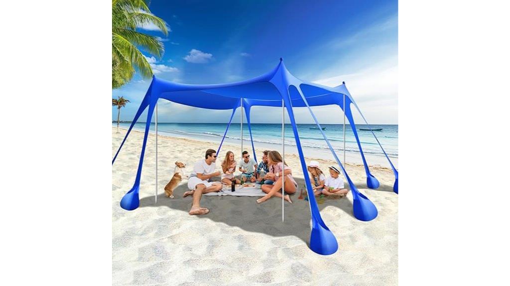 beach tent with sandbags