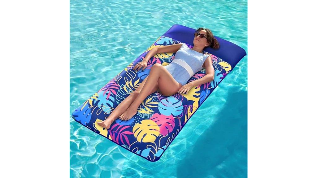 blue inflatable pool lounger