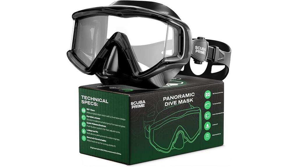 clear panoramic scuba mask