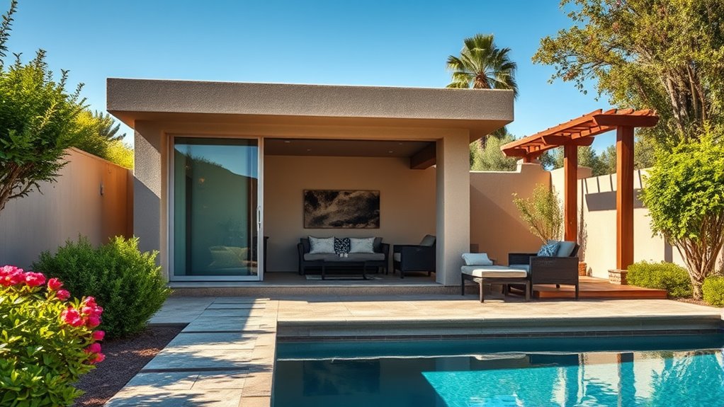comfortable functional pool house