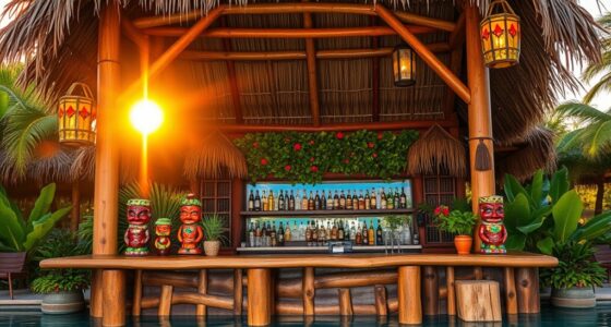 constructing a tropical poolside bar