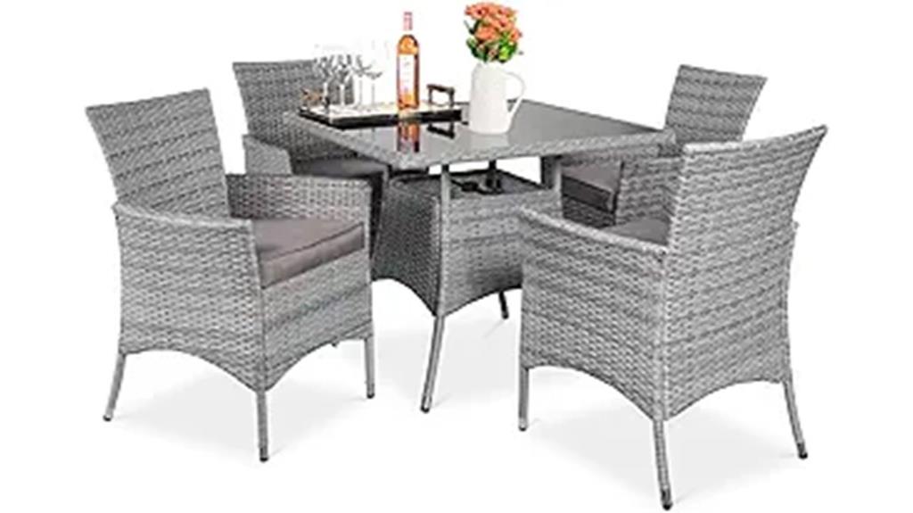 five piece wicker patio set