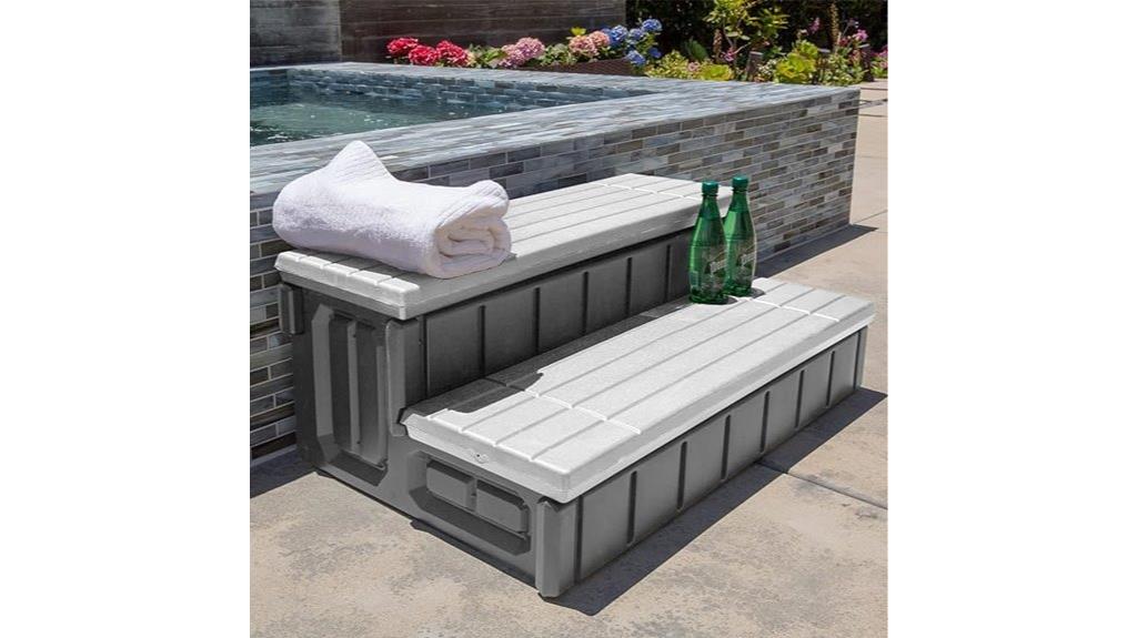 heavy duty spa step with storage