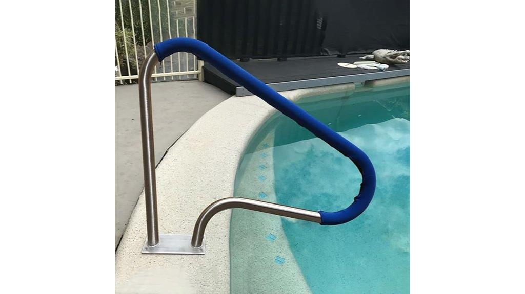 inground pool handrail blue