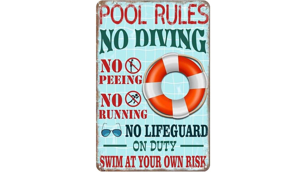 metal pool rules sign