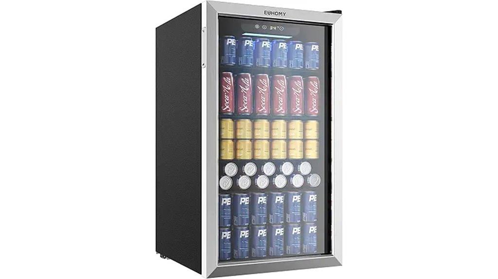mini beverage cooler with glass