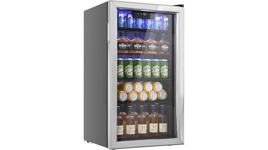 mini beverage cooler with glass