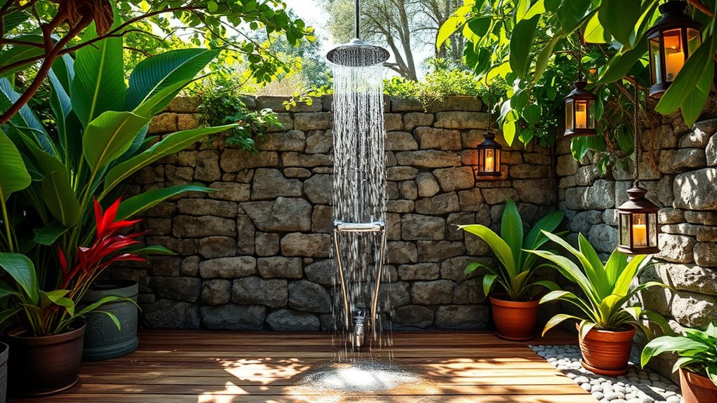 optimal outdoor shower placement