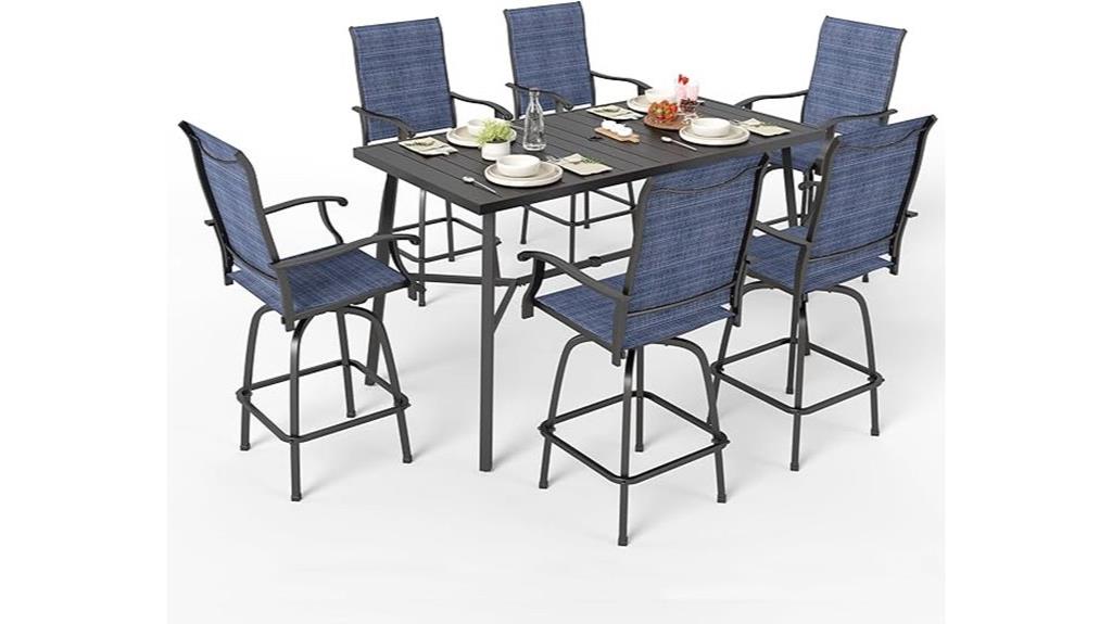outdoor dining with swivel chairs