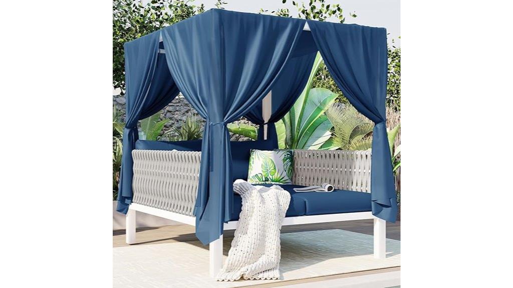 outdoor rattan canopy daybed