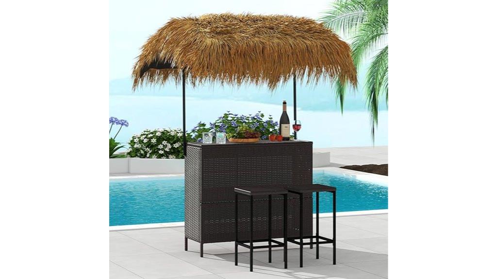 outdoor wicker tiki bar