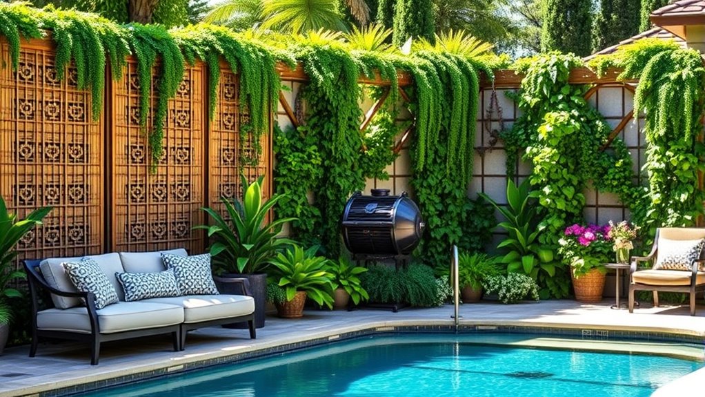 personalized poolside green walls