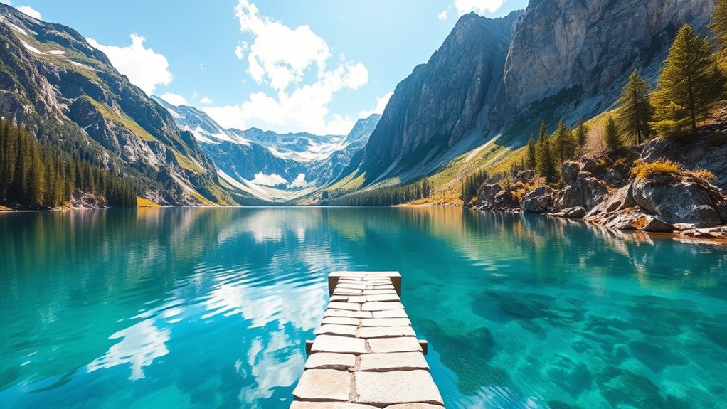 pristine alpine lake reflection