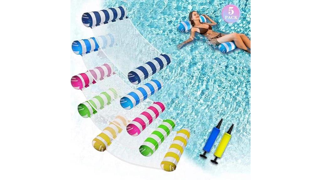 set of five large pool floats