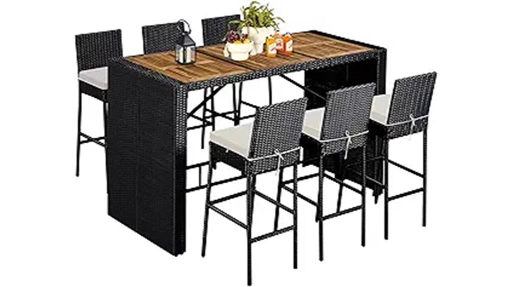 seven piece wicker patio dining