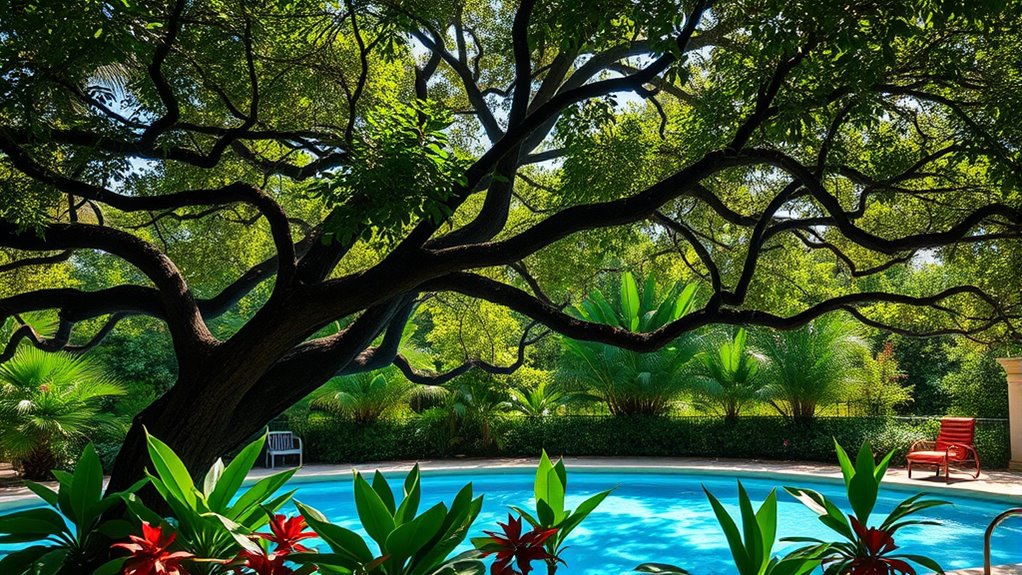 shade trees enhance pool environment