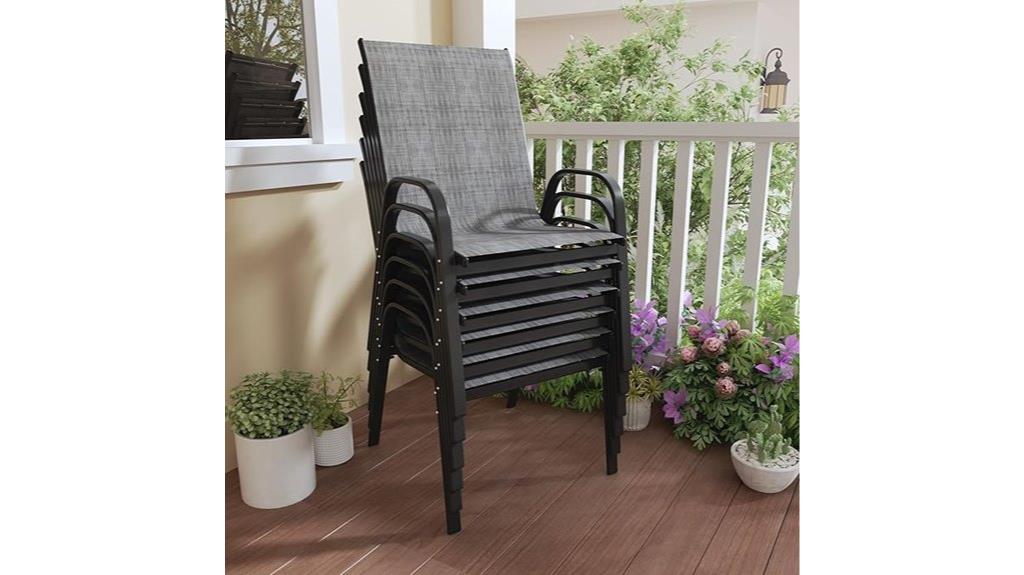 six outdoor patio chairs