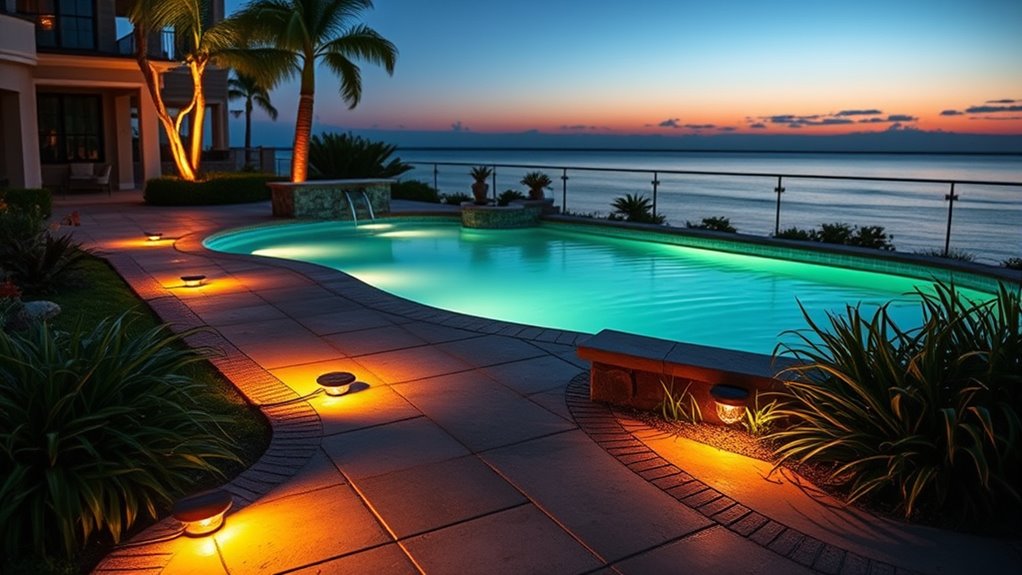 solar powered pool area lighting