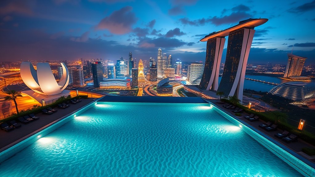 swim above city skyline