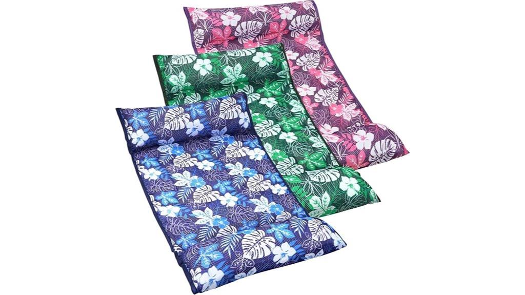 three inflatable pool floats