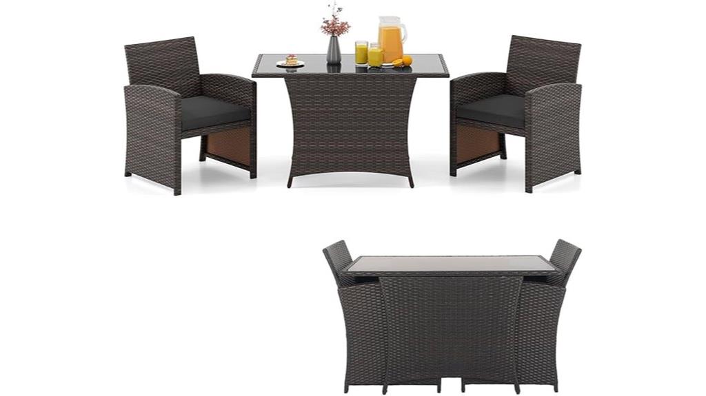 three piece wicker patio dining