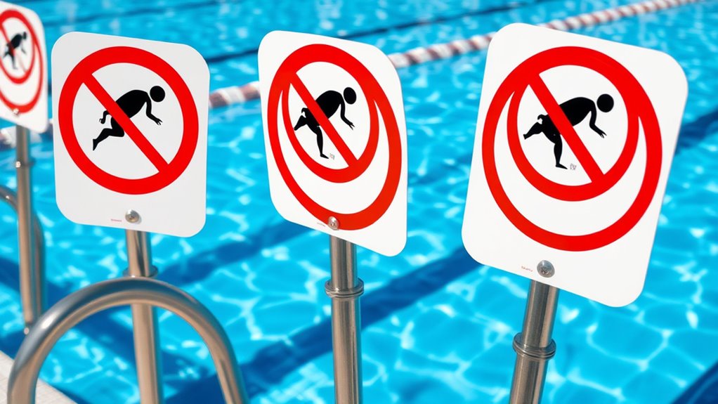 top no diving warning signs