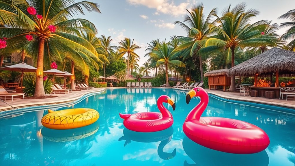tropical poolside party decor