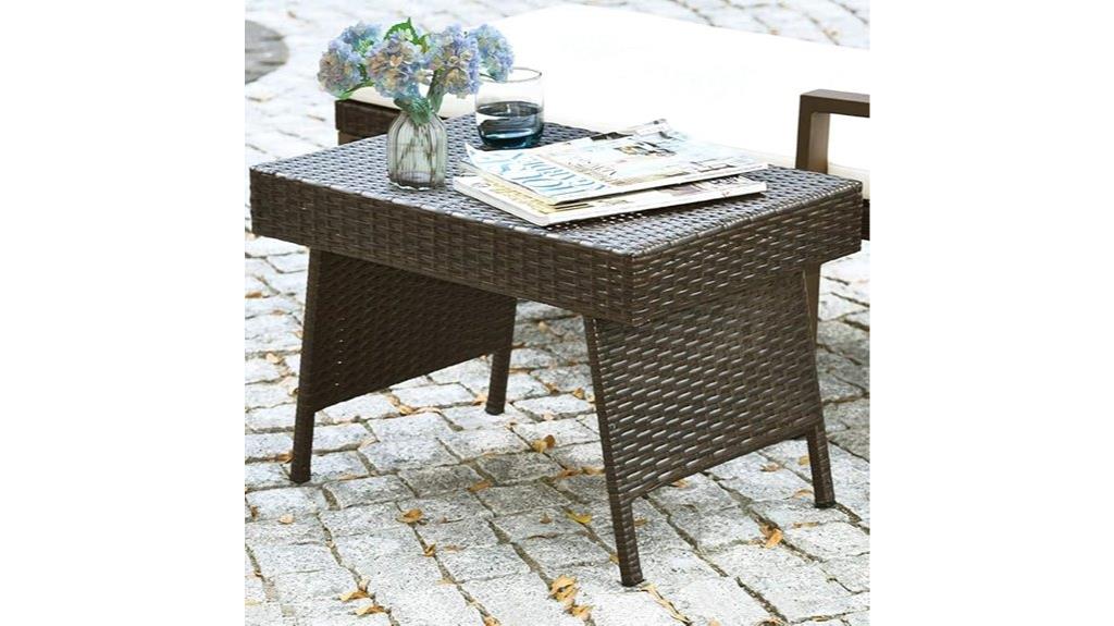 wicker foldable patio table
