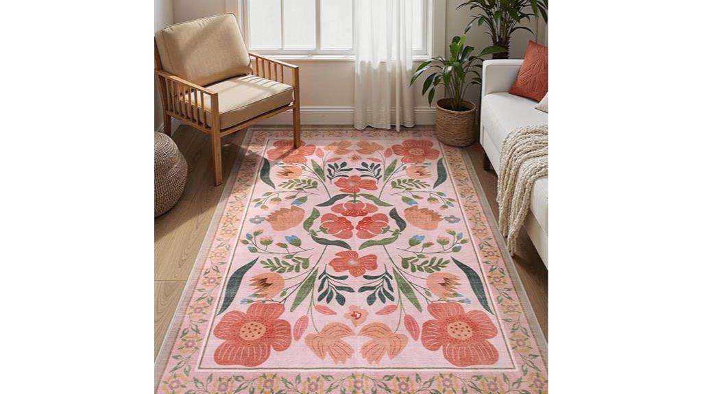 beige floral area rug