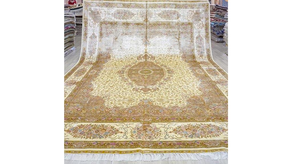 beige handmade medallion rug