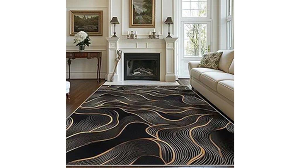 black gold modern rug