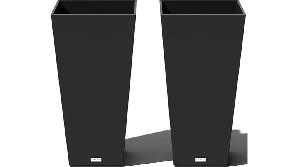 black resin tapered planters