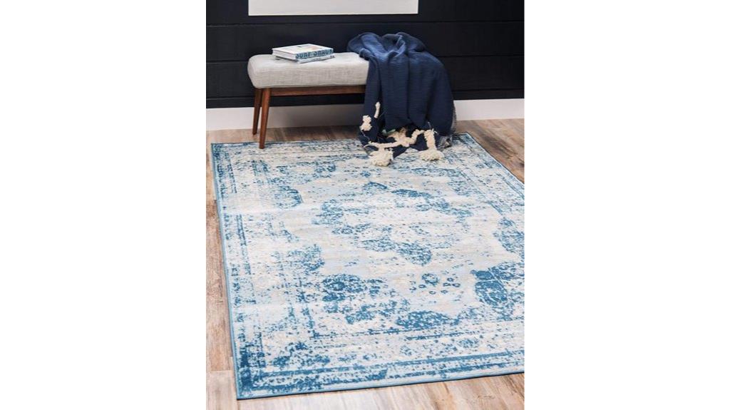 blue and ivory rug