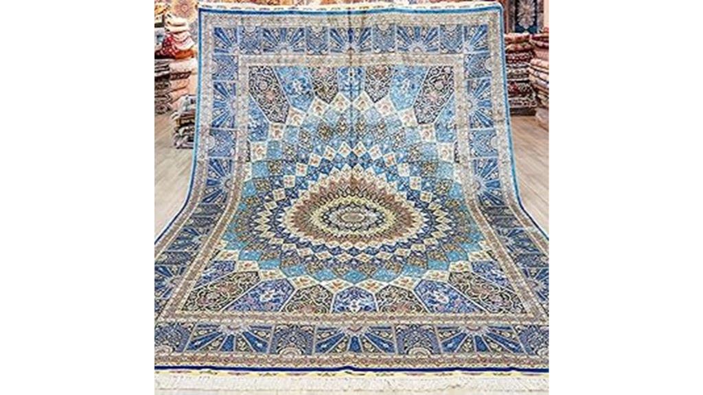 blue antique silk rug