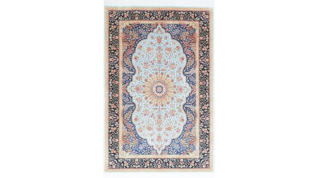 blue handwoven silk rug