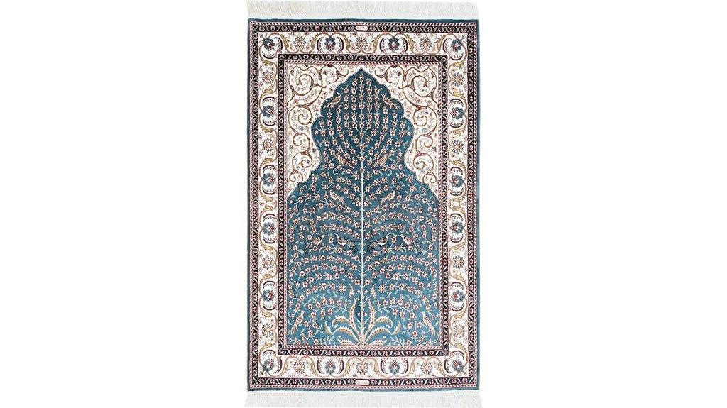 blue silk prayer rug