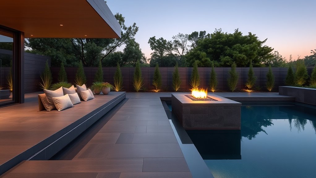 built in fire feature seating