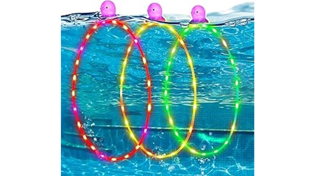 colorful illuminated pool rings
